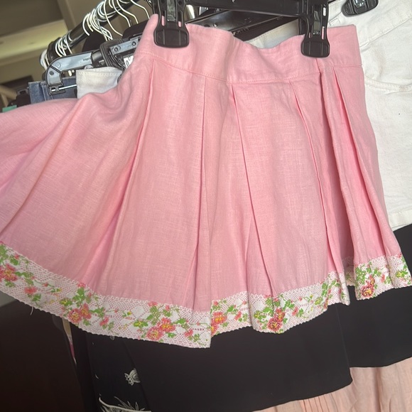 Pink Linen Skater Skirt - Picture 4 of 10